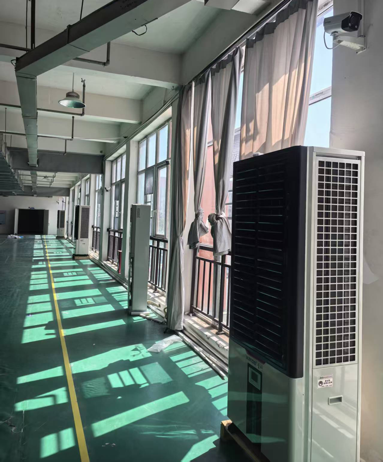 廠房車(chē)間制冷降溫，安裝蒸發(fā)冷省電空調(diào)-立式軸流雙風(fēng)口