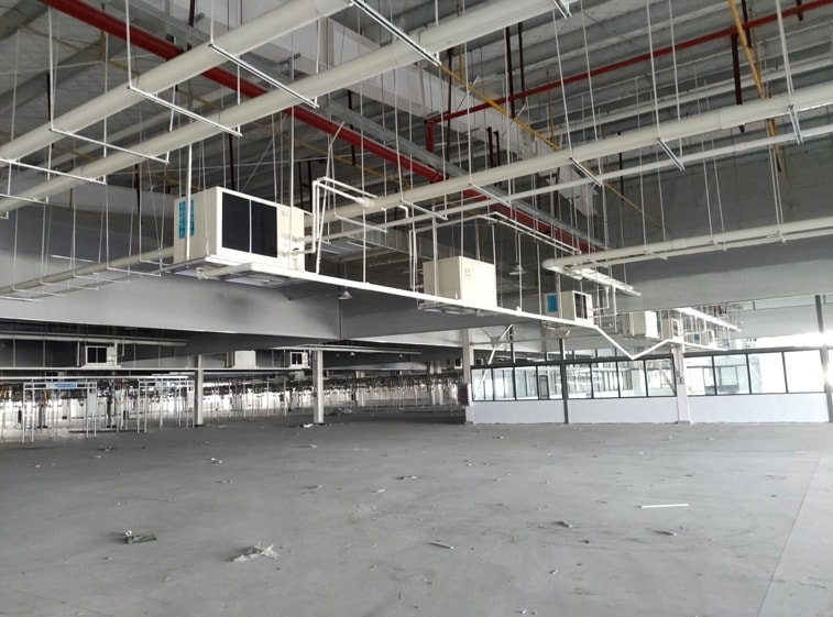 大型工業(yè)廠房車間整體降溫，應(yīng)用工業(yè)省電空調(diào)-臥式軸流機(jī)組